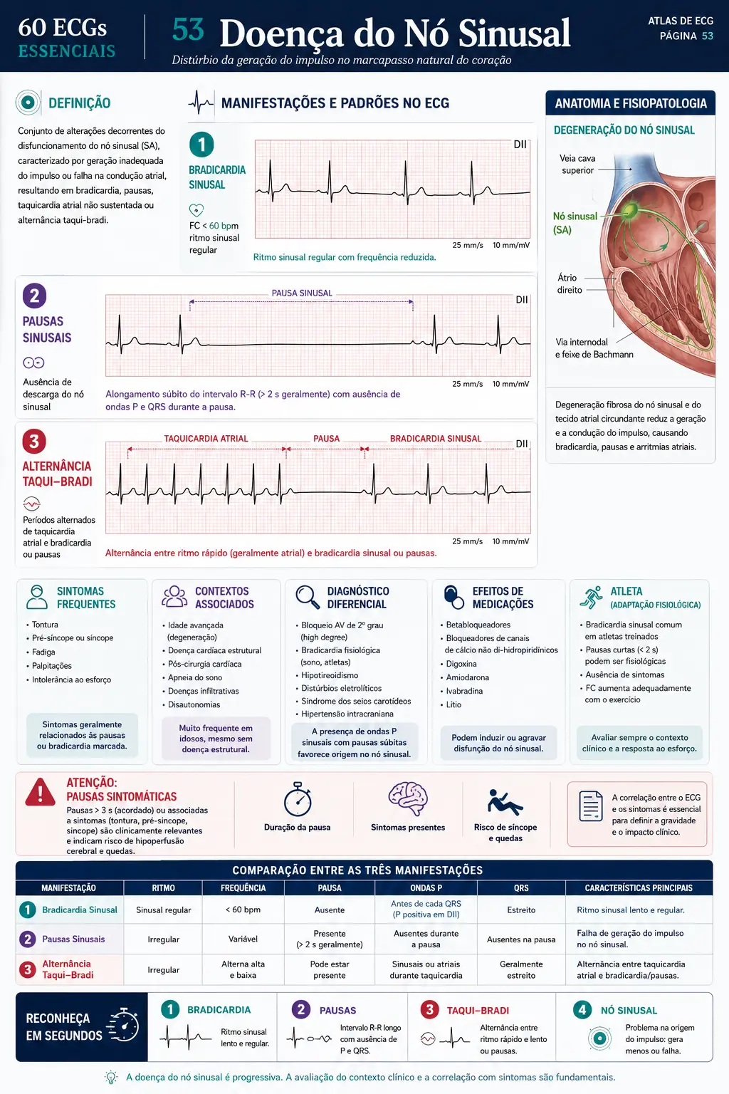 Página demonstrativa do material 60 ECGs Essenciais sobre Doença do Nó Sinusal